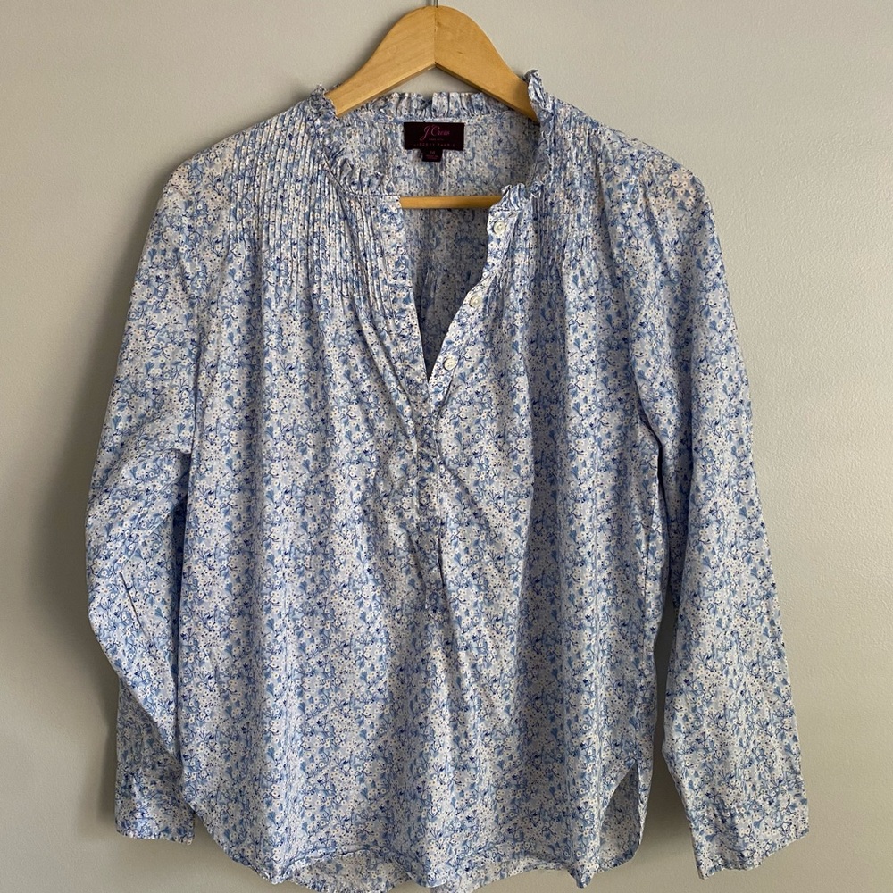 J. Crew 100% Cotton Floral Long Sleeve Top